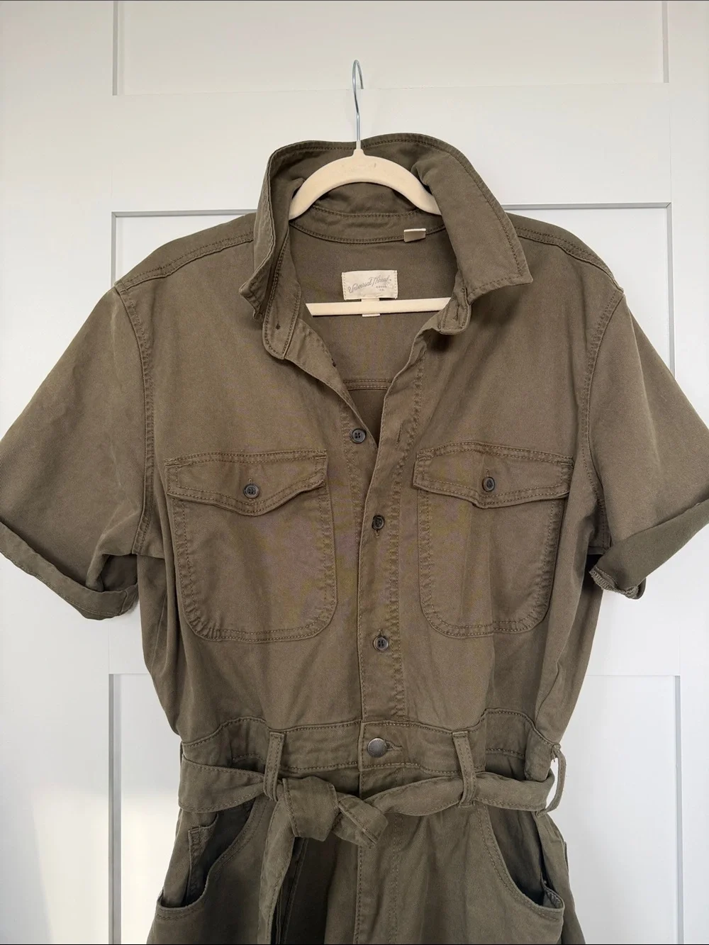 Universal Thread Olive Utility Tie-Waist Romper Shorts
